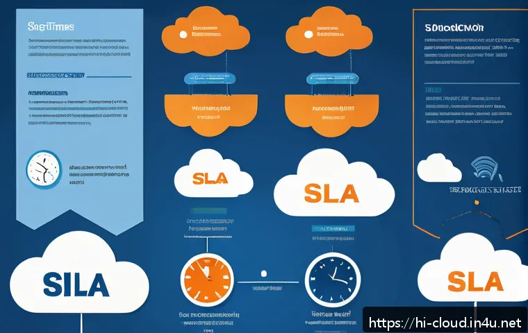 클라우드 서비스 간 SLA 비교 분석 - An intricate infographic depicting the key components of a Cloud Service Level Agreement (SLA) tailo...